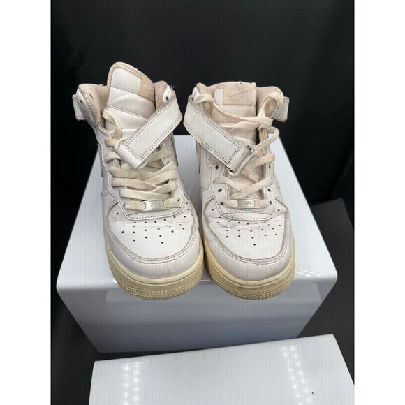 Nike Air Force 1 Hightop Sneakers - All White with White Swoosh - Size 8M main image 9